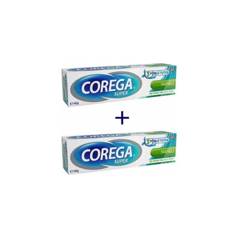 Corega Super Denture Adhesive Mint Cream 40 Gr 2 Boxes
