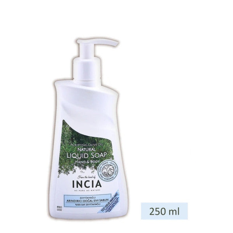 Incia 100% Natural Liquid Castile Soap Purifying Olive Oil 10 Herbal Valuable Oils Vegan 250 Ml