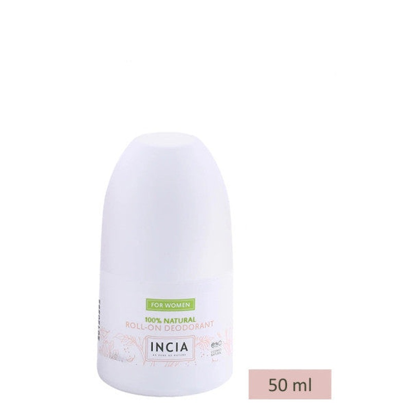 Incia 100% Natural Roll On Deodorant For Women Anti-Sweat Odor Stainless 50 Ml
