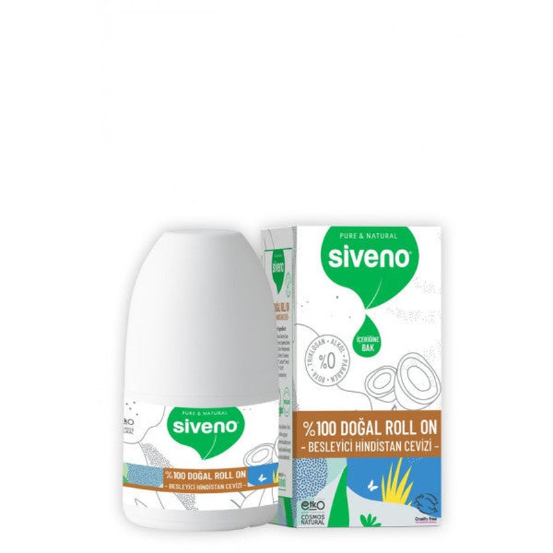Siveno 100% Natural Roll-On Coconut Deodorant Sweat Odor Preventive Herbal Stainless Vegan 50 Ml