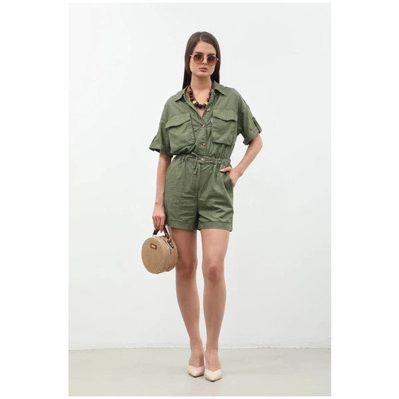 Women's Short Sleeve Jean Shorts Overalls