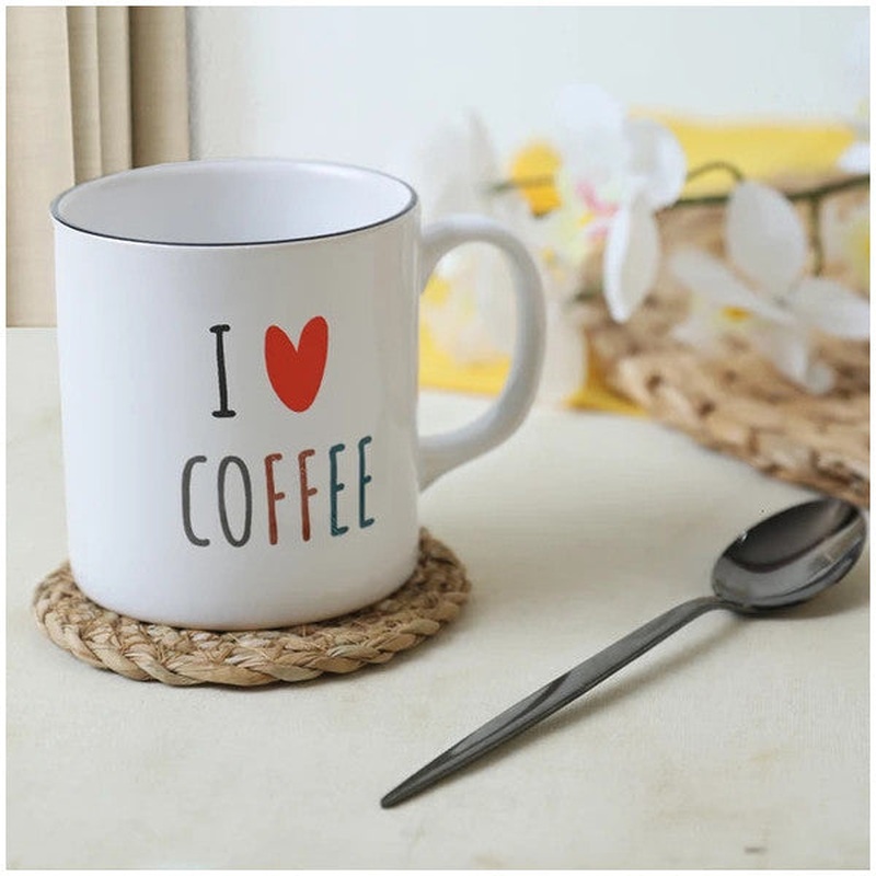 Ceramics Keraart I Love Coffee Cylinder Mug 10 Cm