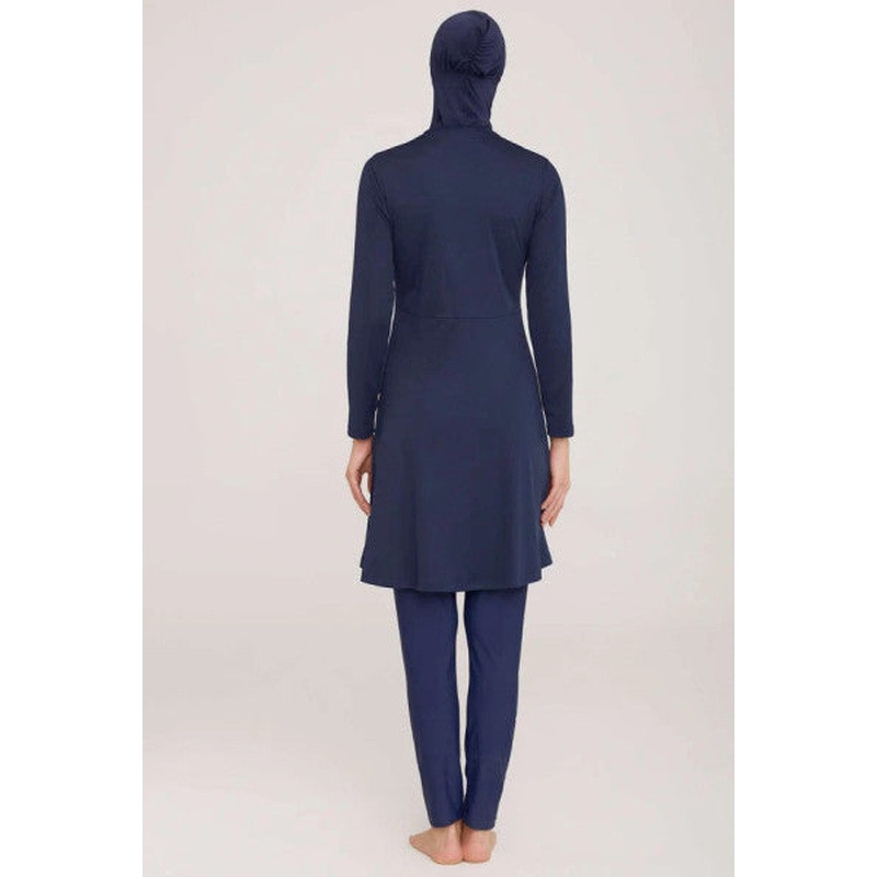 Metal Coat Lycra Hijab Swimsuit Dark Navy
