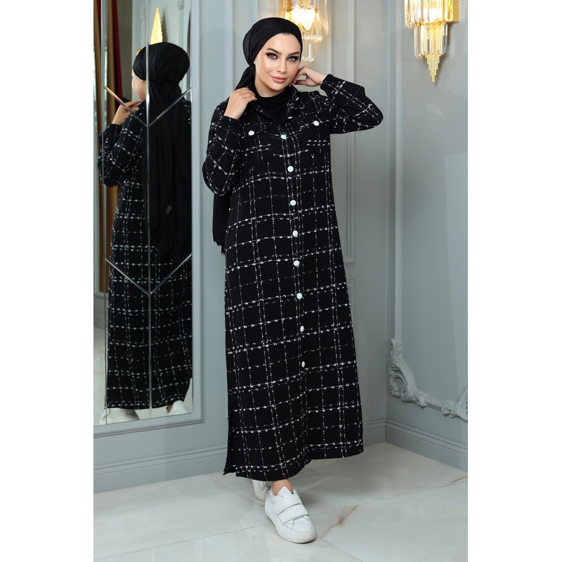 Buttoned Cashmere Coat Black 19260