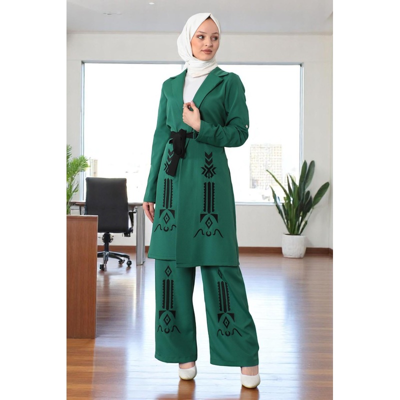 Embroidered Detailed Suit Emerald 19002
