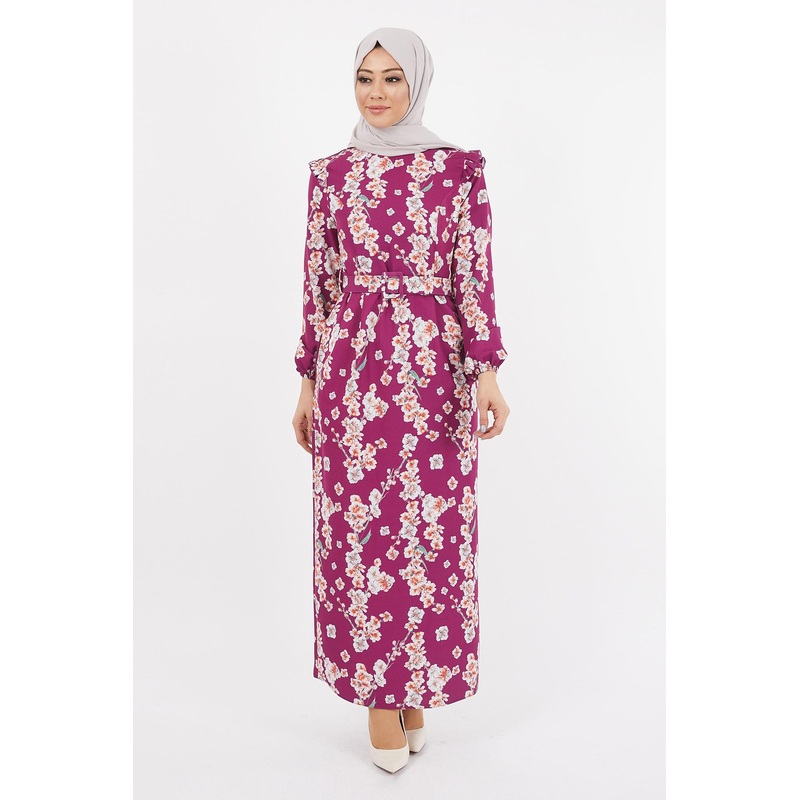 Floral Pencil Dress Plum 12223