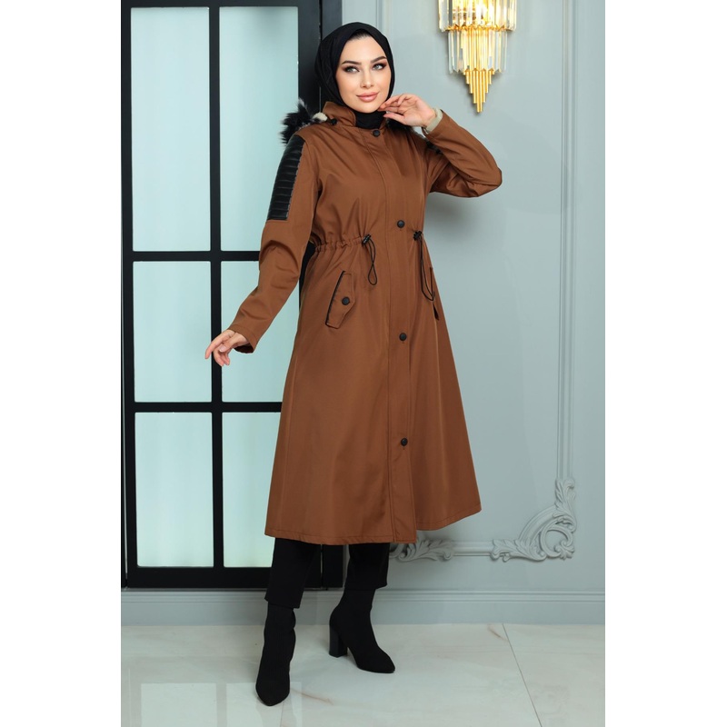 Garni Detailed Coat Tan 10386