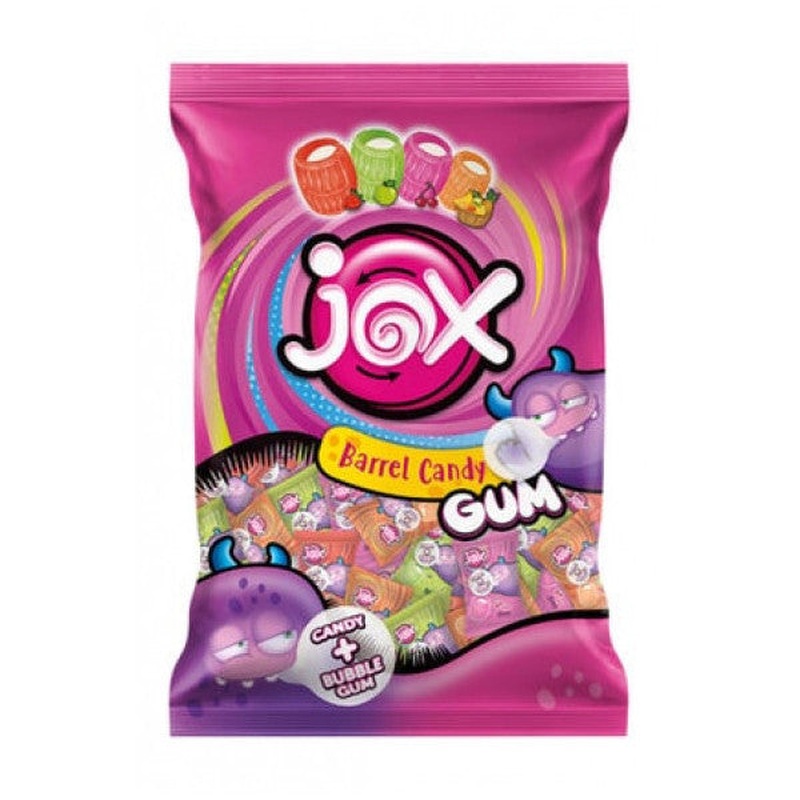 Jox Gum Fruit Flavored Gum Filled Bonbon Candy (5 Gr X 200 Pieces)
