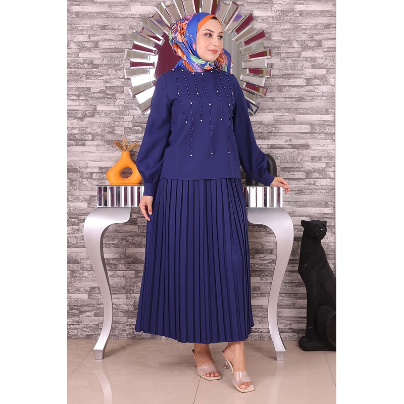 Pearl And Stone Detailed Set Indigo 19135