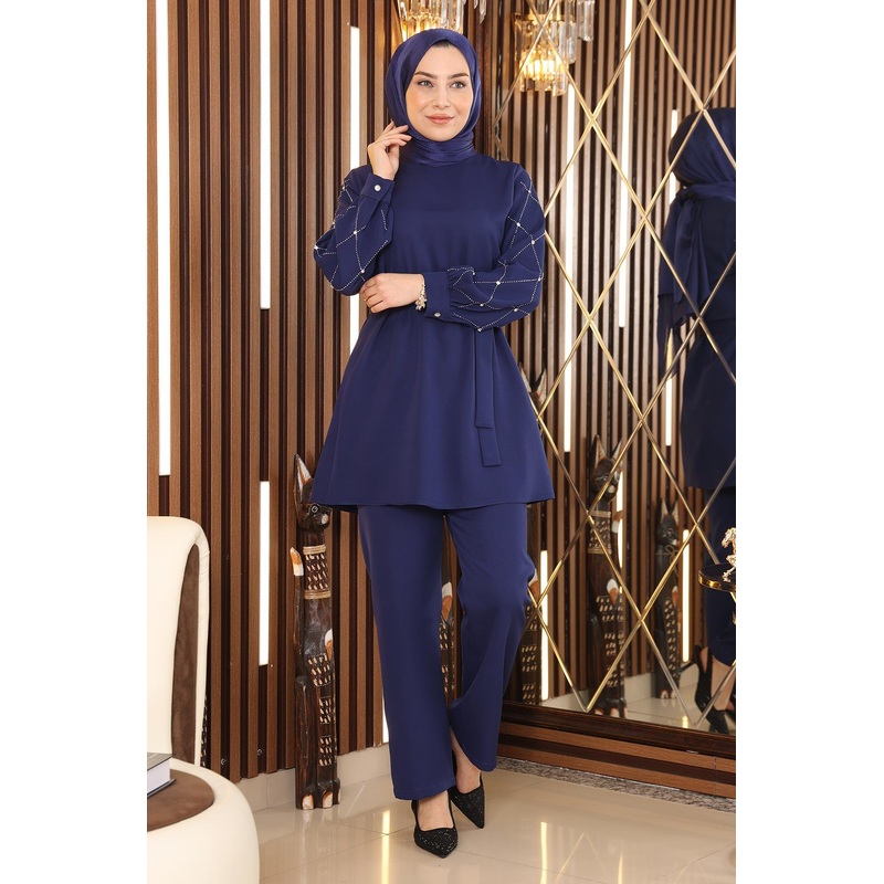 Pearl Detailed Suit Indigo 19120
