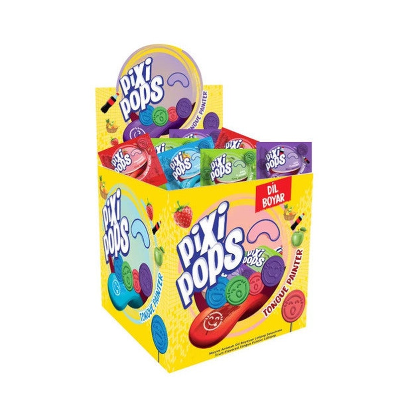 Pixipops Embossed Face Expression, Tongue Painted Lollipop 6.2 Grx150 Pieces/1 Box