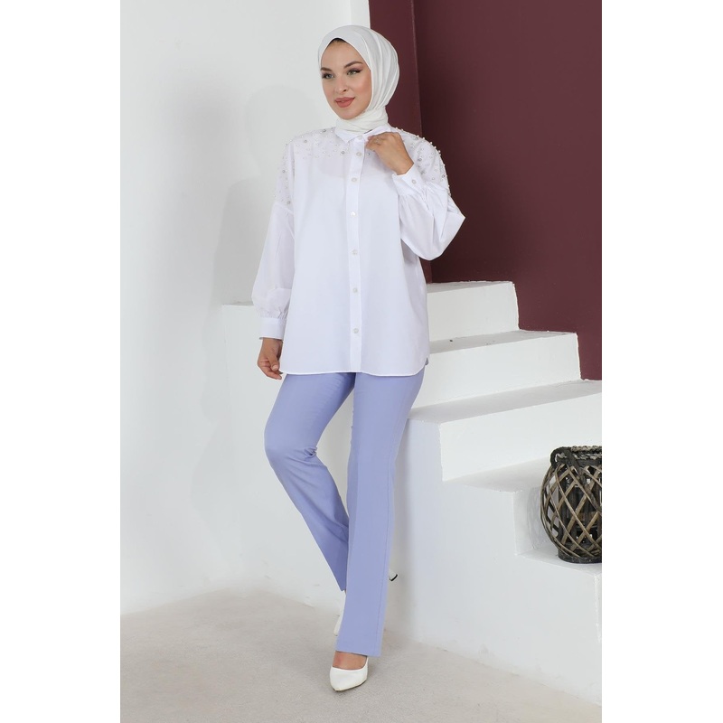 Striped Detailed Pants Baby Blue 6078