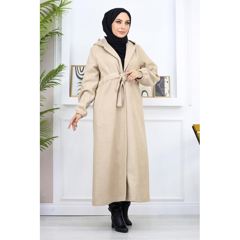 Tied Front Cashmere Coat Beige 19169