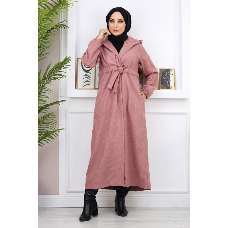 Tied Front Cashmere Coat Dusty Rose 19169