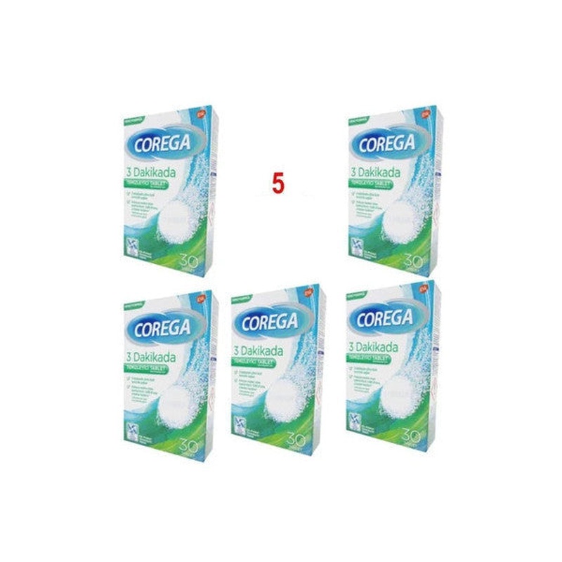 Corega Bio Teeth Cleaning 30 Tablets 5 Pieces
