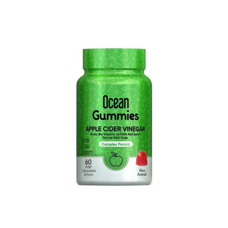 Ocean Gummies Apple Cider Vinegar 60 Chewable Gel Form Apple Flavored