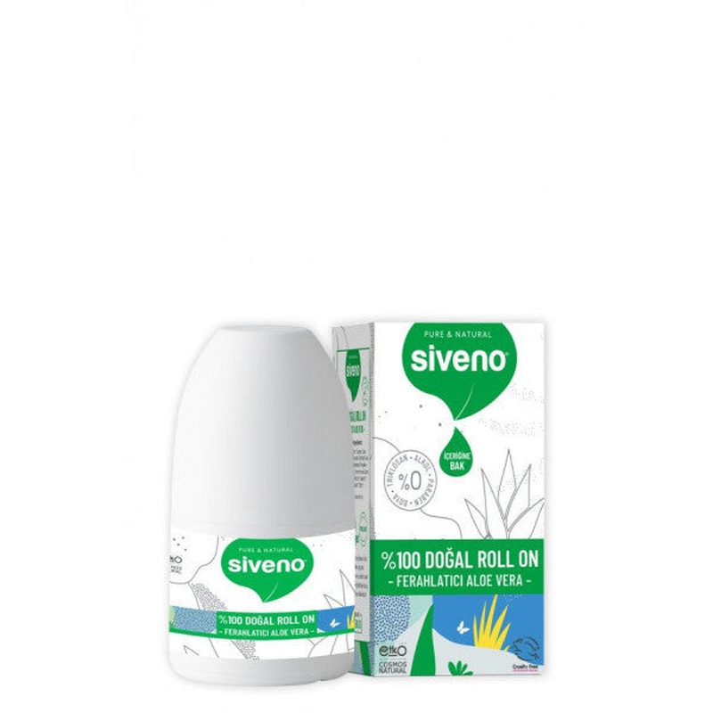 Siveno 100% Natural Roll-On Aloe Vera Deodorant Sweat Odor Preventive Herbal Stainless Vegan 50 Ml