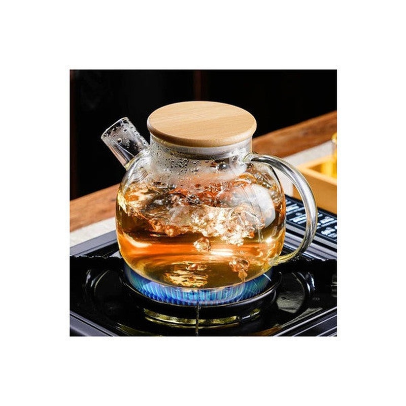 Vacuum Bamboo - Heat Resistant Borosilicate Glass Teapot With Metal Lid And Strainer (1000 Ml) Teapot