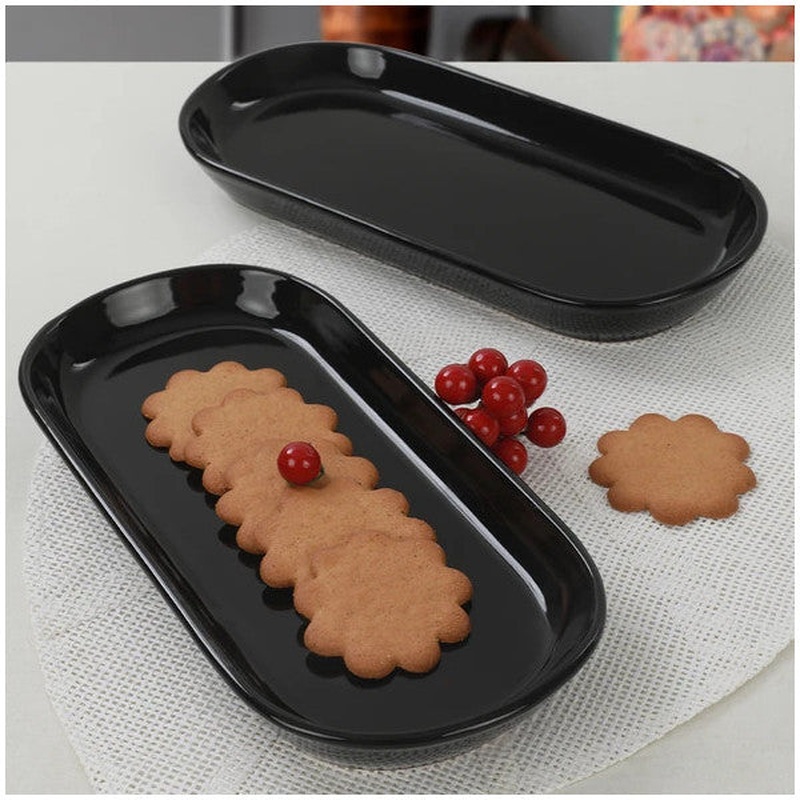 Keramika Black Noyan Boat Plate 2 Pieces 26 Cm