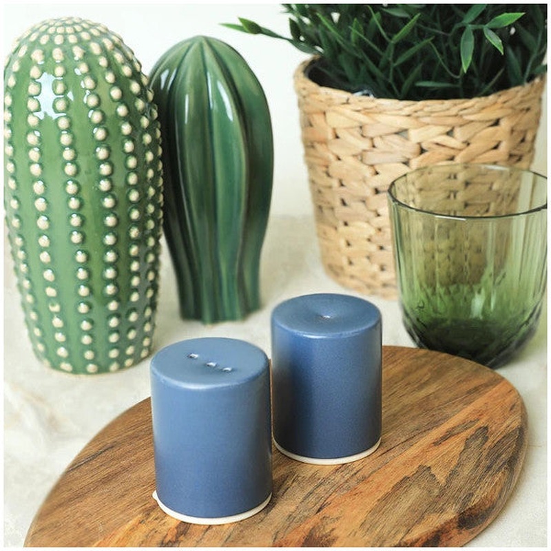 Keramika Matte Blue Stackable Salt / Pepper Shaker 6 Cm