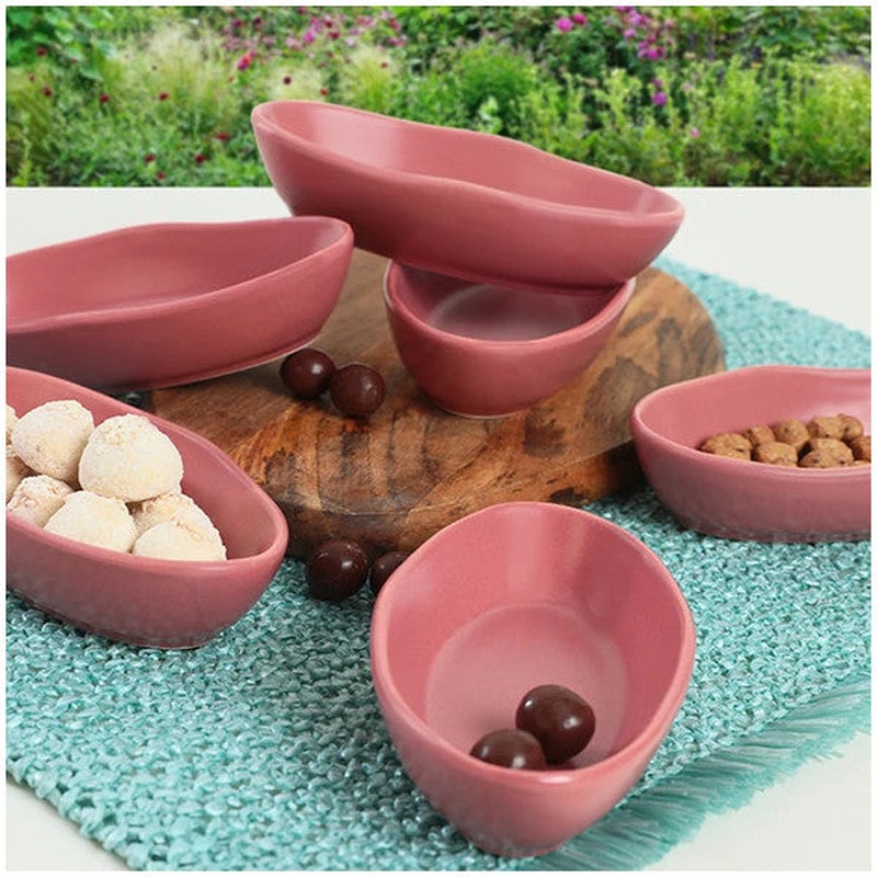 Keramika Matte Rose Dried Sea Snack/sauce Bowl 14 Cm 6 Pieces