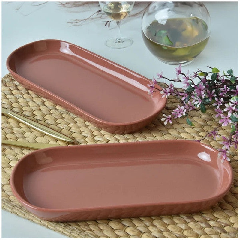 Keramika Red Brown Noyan Boat Plate 26 Cm 2 Pieces 607