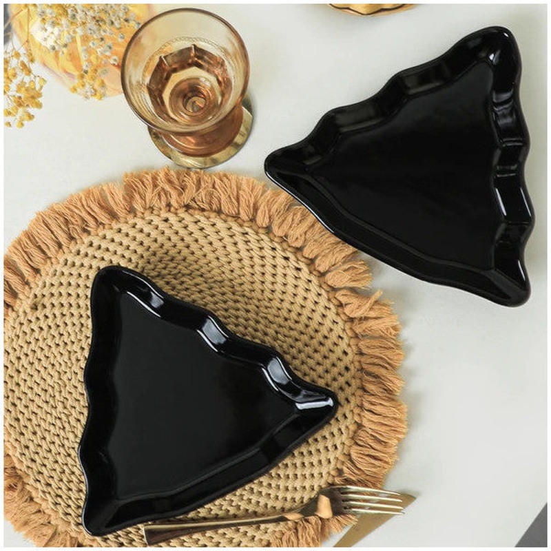 Keramika Black Pine Boat Plate 22 Cm 2 Pieces