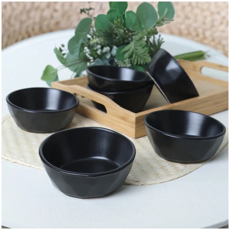 Keramika Matte Black Crystal Snack / Sauce Bowl 12 Cm 6 Pieces 956