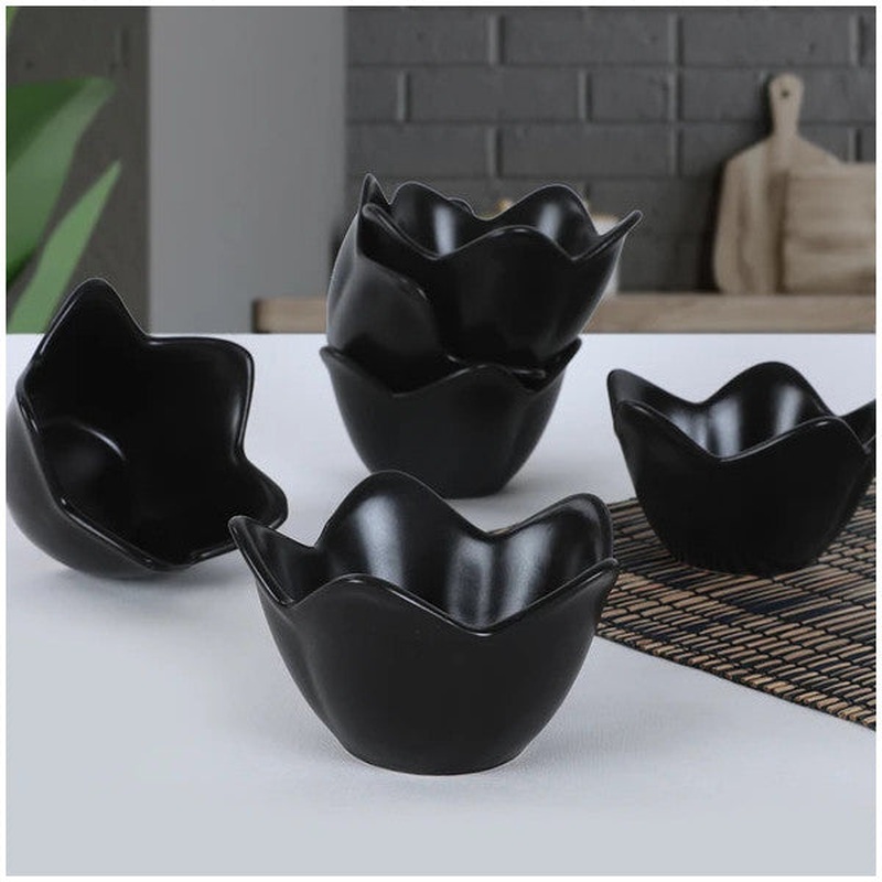 Keramika Matte Black Lily Snack Bowl 12 Cm 6 Pieces