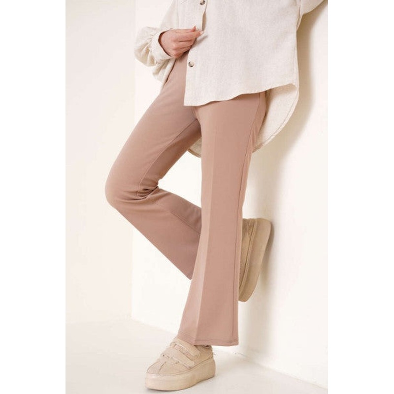 Waist Elastic Flared Trousers Mink
