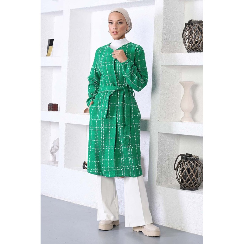Belted Cashmere Coat Green 10768