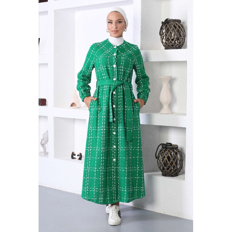 Buttoned Cashmere Coat Green 10295