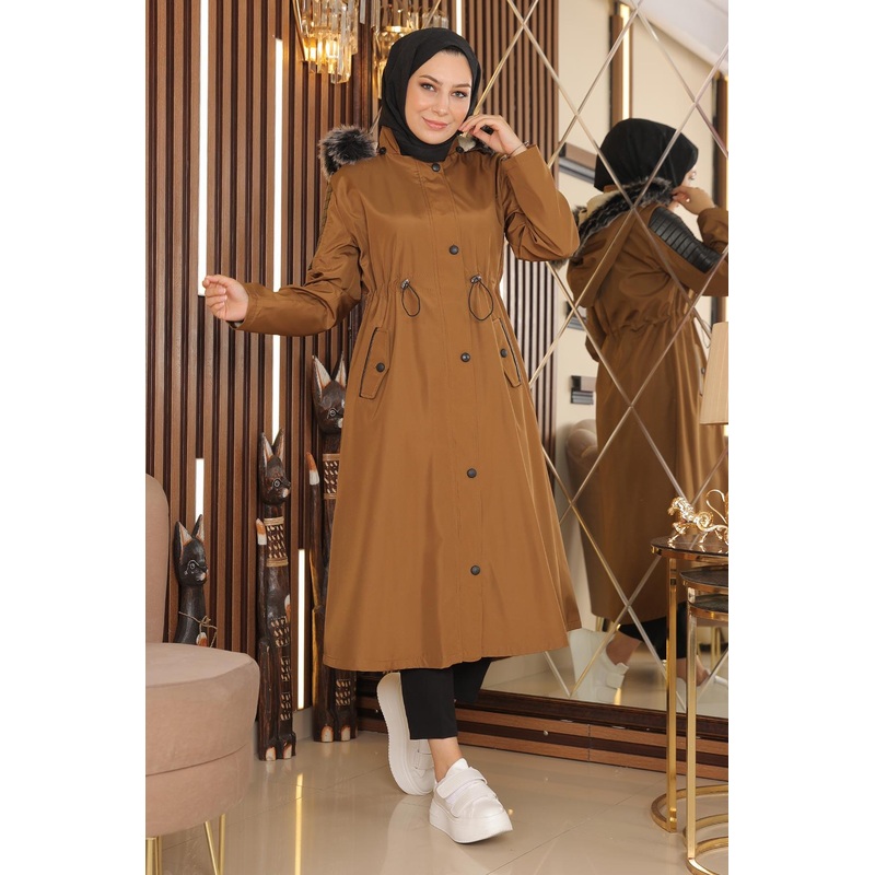 Garni Detailed Coat Tan 10385