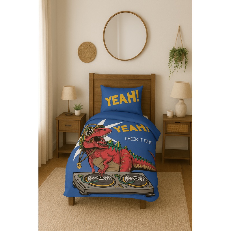 3D Digital Print Micro Satin Single Duvet Cover Set Dj Trex | Bedding Set, Bedroom Decor