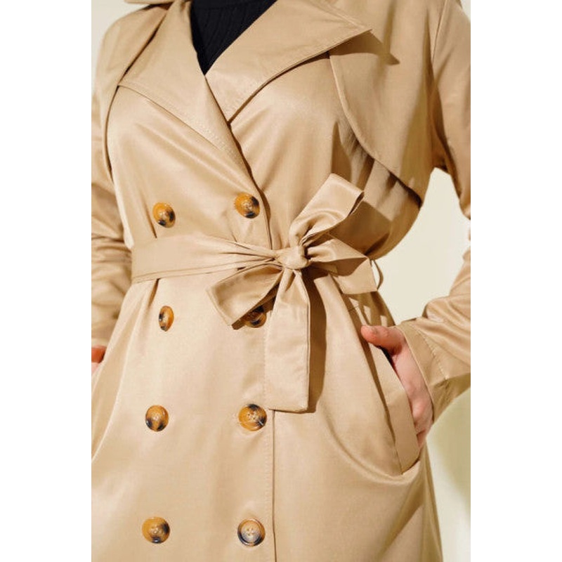 Eight Button Belted Trench Coat Latte
