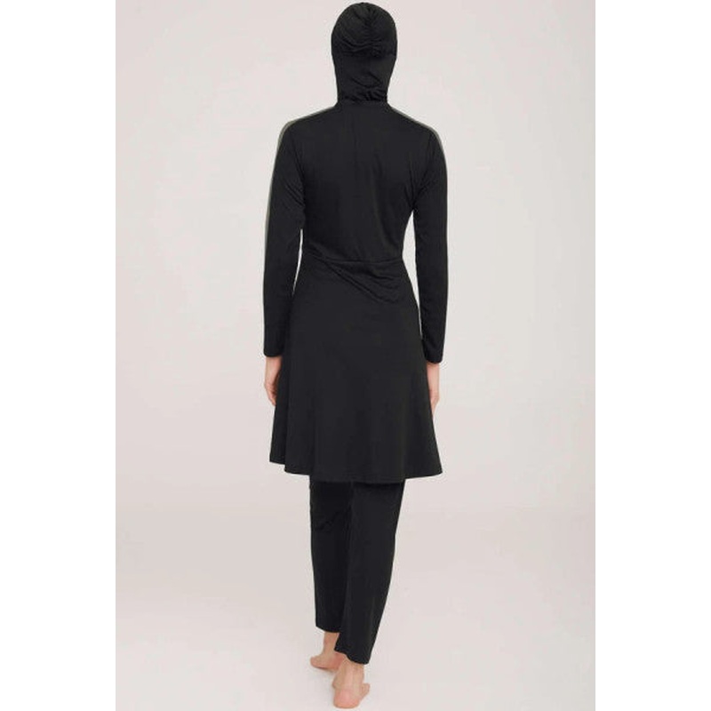 Metal Coat Lycra Hijab Swimsuit Black