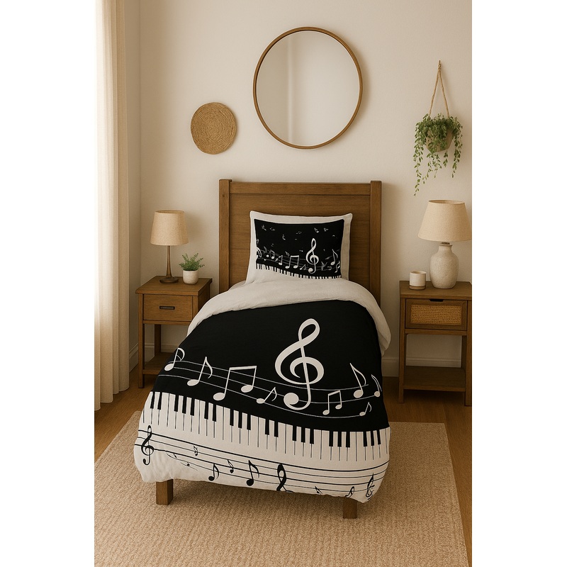 Music 3D Digital Printing Single Duvet Cover Set | Duvet Cover And 1 Pcs Pillowcase | Bedding Set, Bedroom Decor