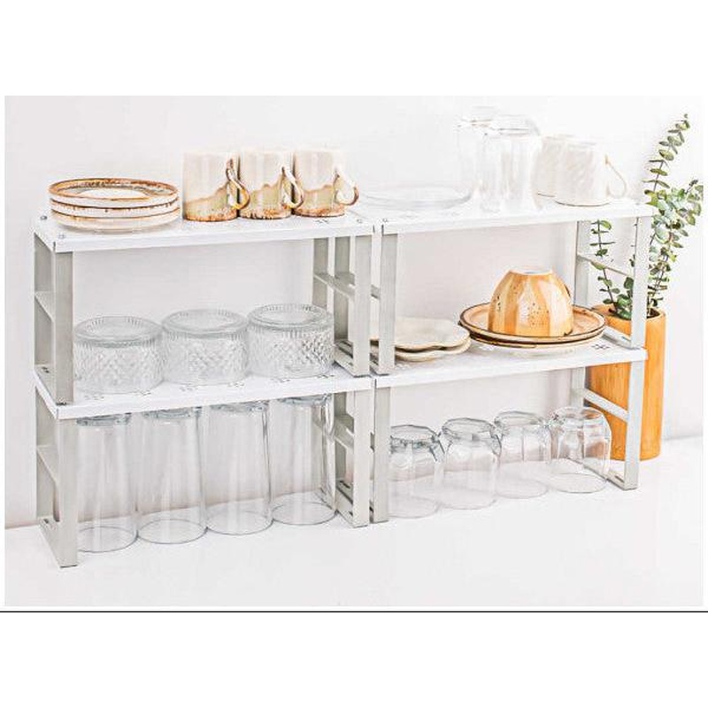 Porsima Org-02 4-Piece Shelf Organizer - Cabinet Organizer Shelf - Plate Glass Shelf - Shelf Riser