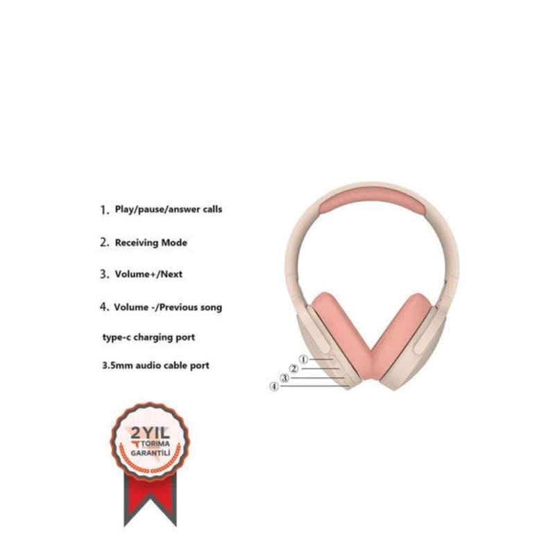 Torima P2961 Pink On-Ear Wireless Bluetooth Headset Pink