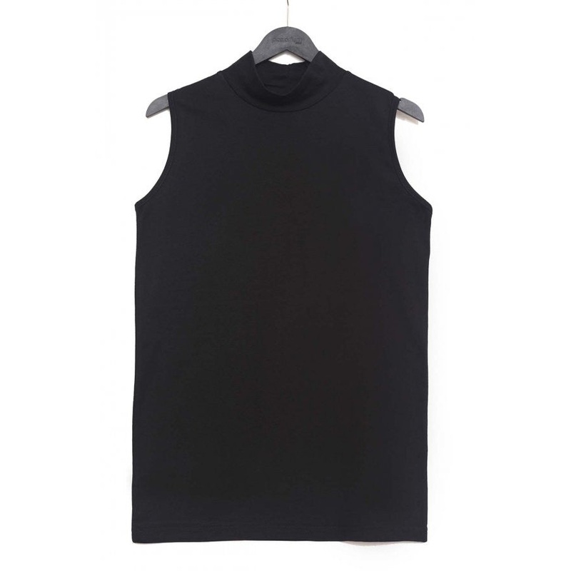 Turtleneck Sleeveless Black Blouse