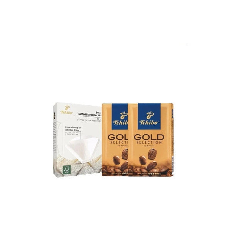 Tchibo Gold Selection Filter Coffee 250 Gr X 2 Pieces + Tchibo Filter Coffee Paper 80 Pieces