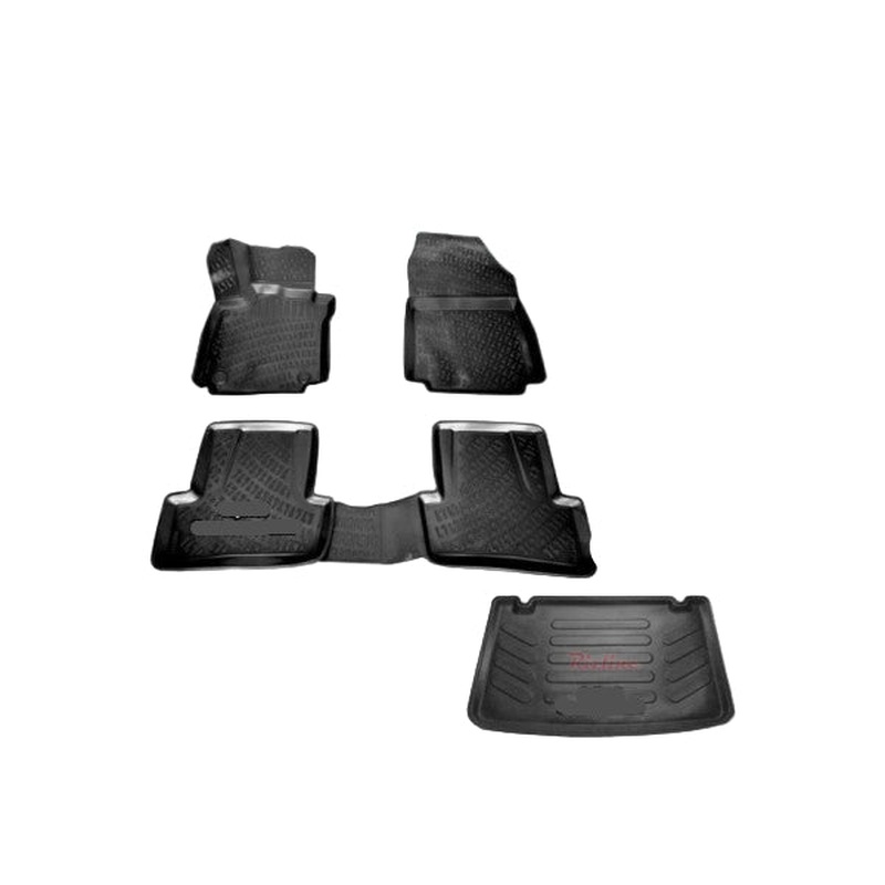 Floor Mats and Cargo Liner for Renault Clio 4 Hb 2012-2019 Black Set