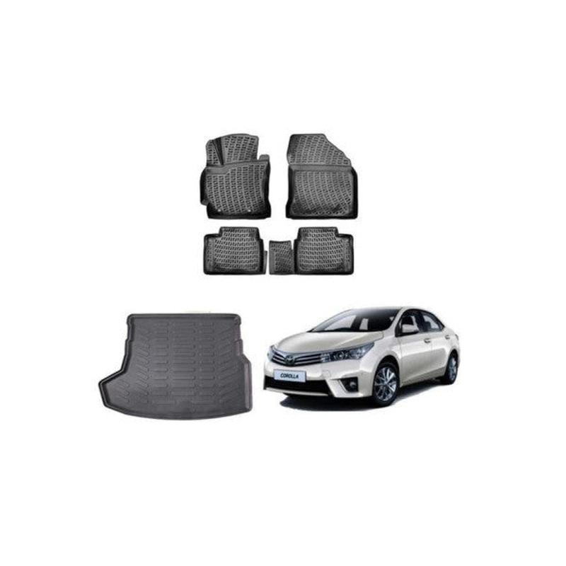 Floor Mats and Cargo Liner Toyota Corolla Sedan 2013-2018 Black 3D
