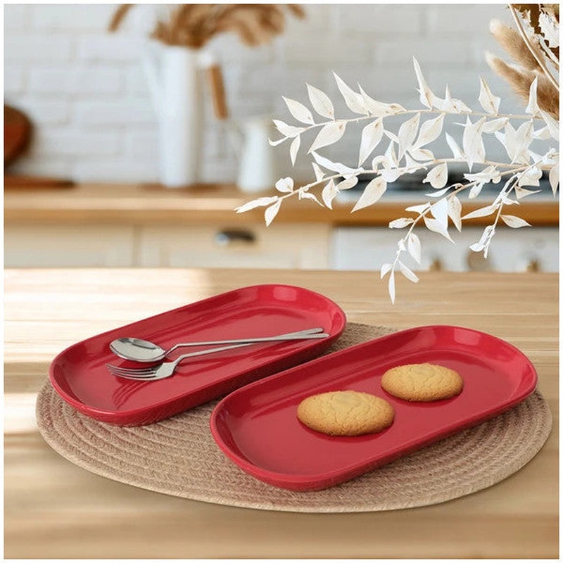 Keramika Red Noyan Boat Plate 2 Pieces 28 Cm 506