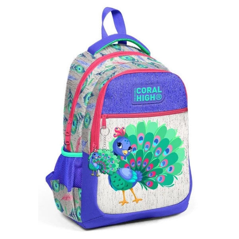 Coral High Girls Primary And Secondary School Backpack - Green Peacock