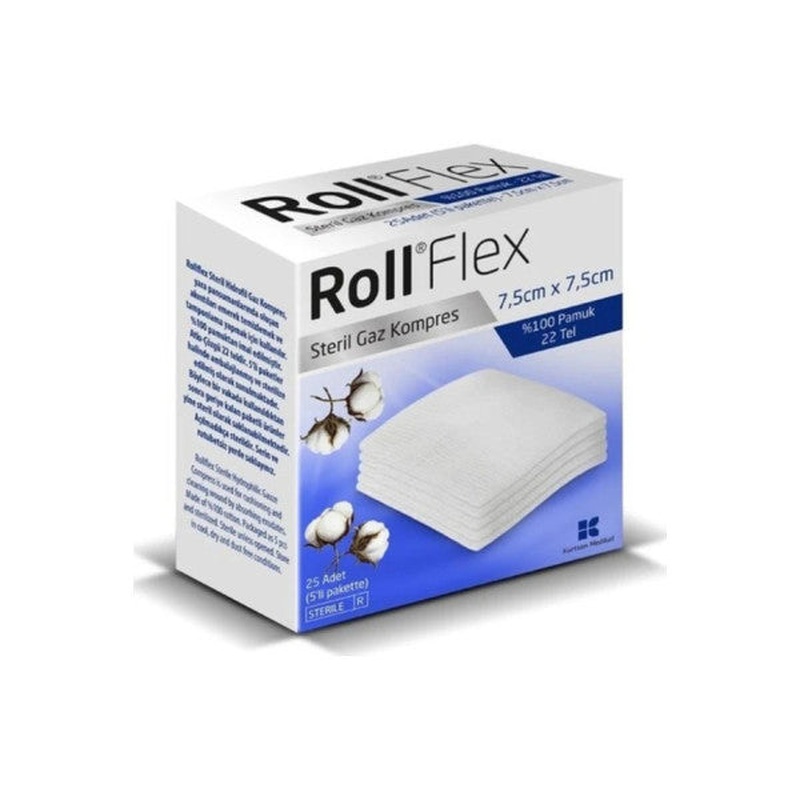Roll Flex Gas Compress 7,5Cm X 7,5Cm 25 Pcs
