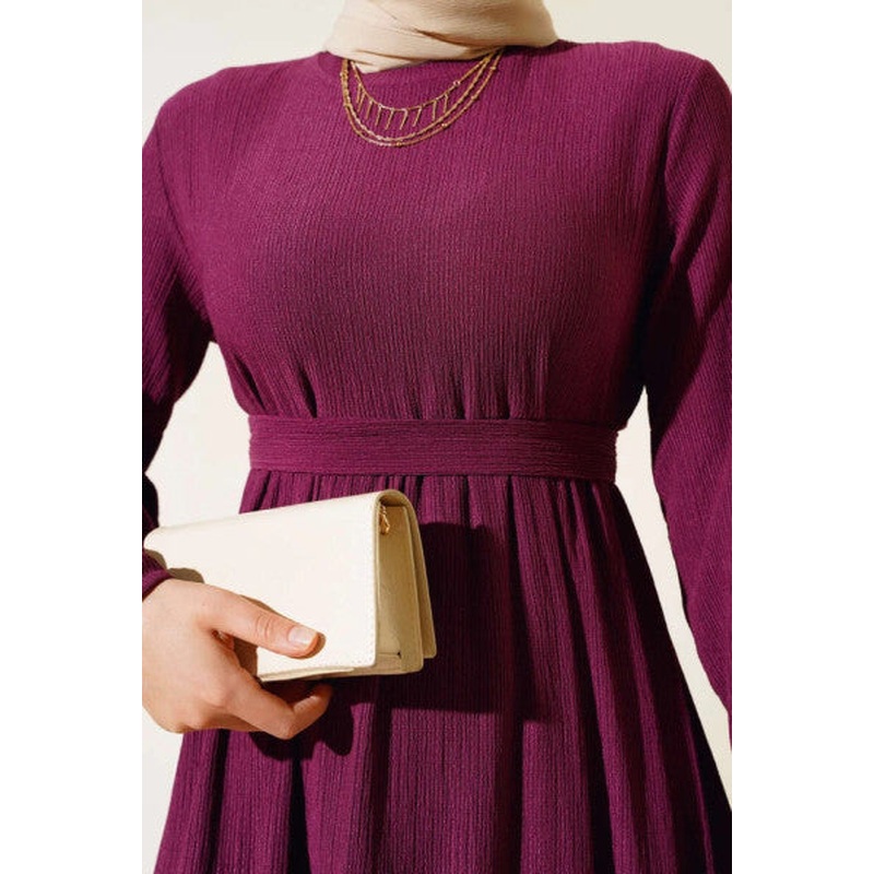 Crape Layered Dress Plum