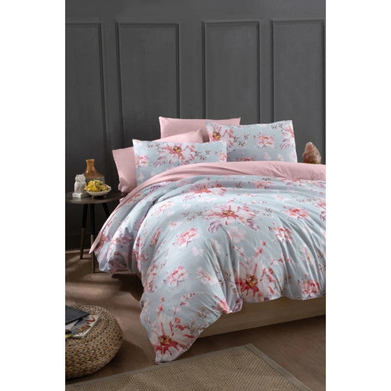 Double Duvet Cover Set With Fitted Sheet Rose