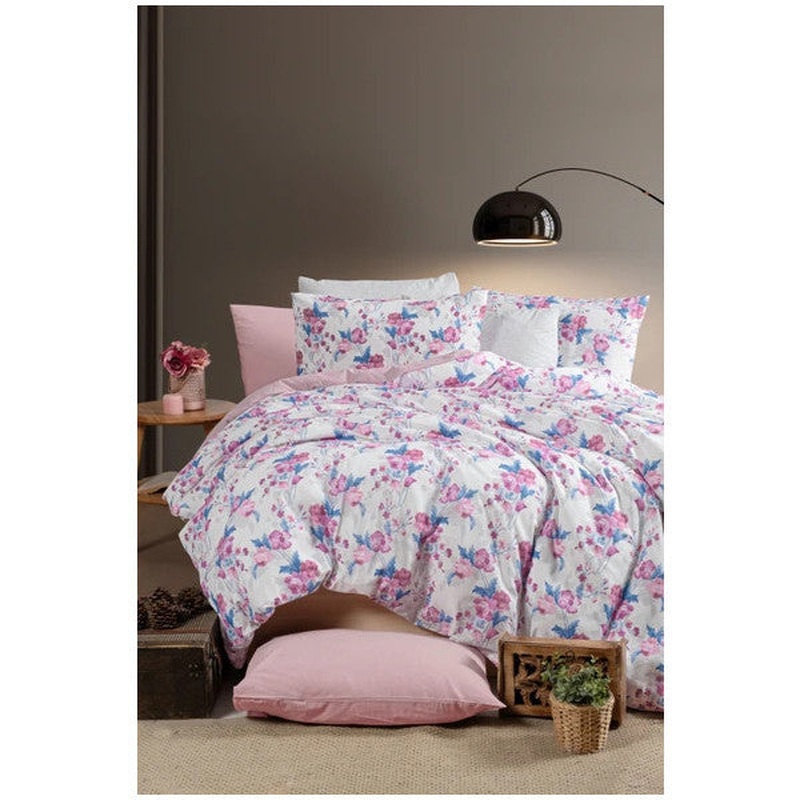 Double Duvet Cover Set With Fitted Sheet Roseto-Dry Rose