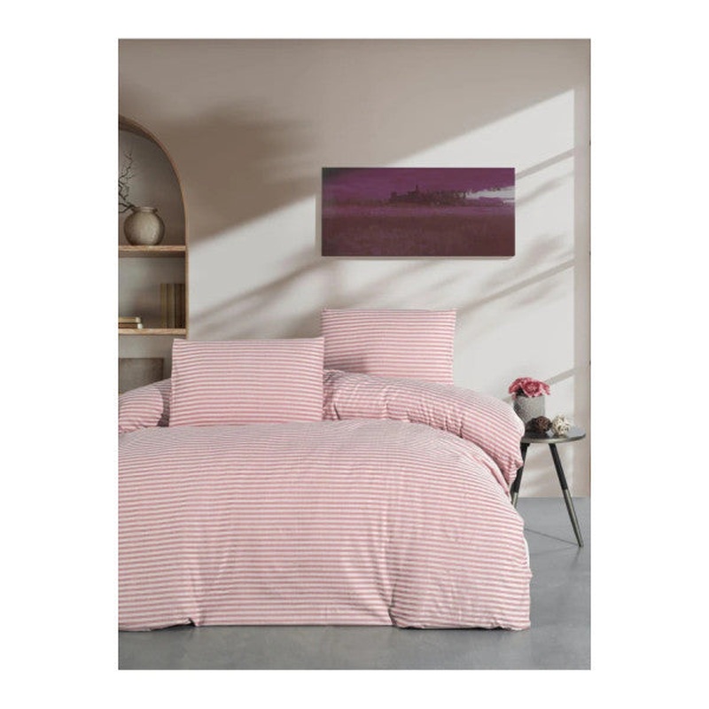 Home Double Duvet Cover Set With Fitted Sheet Satin Dusty Rose